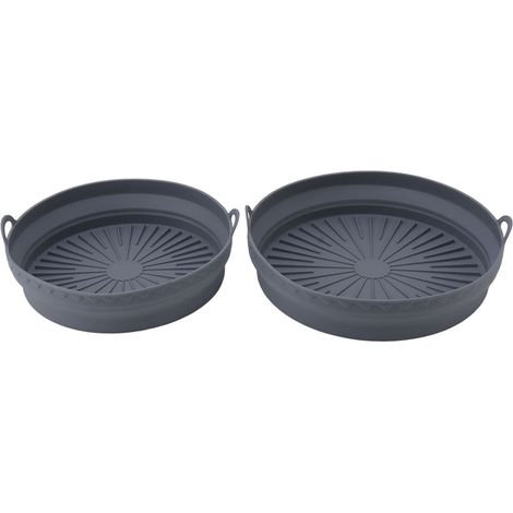 Lot de 2 paniers de friture en silicone pliables et réutilisables, gris. (1/5)