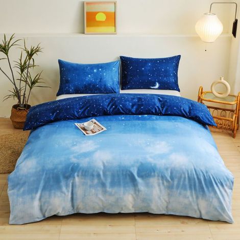 Housse De Couette - 200x200 cm - Ciel Nocturne - Microfibre - Ensemble 3 Pièces - Pour Enfants
