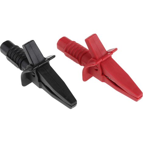 Pince crocodile, 10A, noire, rouge, 25mm RS PRO ( Prix pour 1 paire )