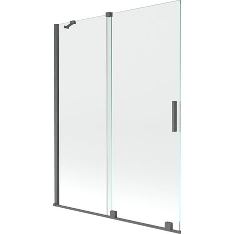Mexen Velar écran de baignoire à 2 ailes coulissante 130 x 150 cm, transparent, gun gray brossé - 896-130-000-01-66