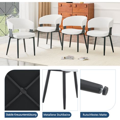 Chaises de salle à manger de style moderne du milieu du siècle, lot de 2, fauteuils rétro avec accoudoirs en forme de tonneau et dossiers à motifs, chaises de cuisine en similicuir avec pieds robustes (1/5)