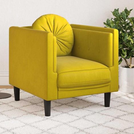 Samt Couch mit Kissen, Gelb, 71x77x70 cm (1/5)