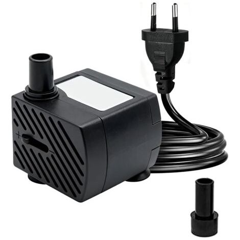 Mini pompe submersible ultra silencieuse avec câble d'alimentation de 1,3 m, avec 1 buse pour fontaine, aquarium, jardin d'étang, prise européenne 180 l/h 3 W (1/5)