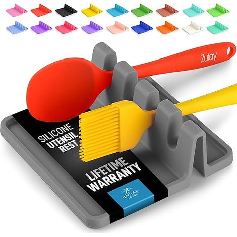 Repose-cuillère silicone Zulay Kitchen, support anti-gouttes résistant chaleur sans BPA cuisine (1/5)