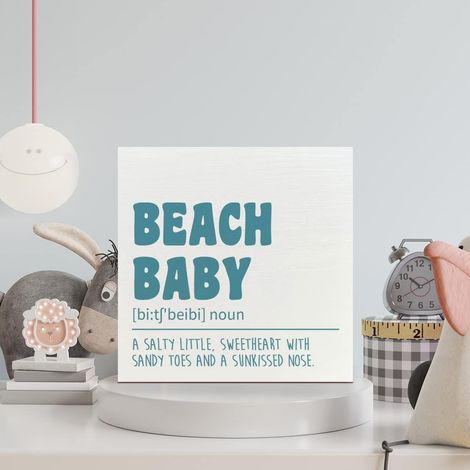 Panneau en boîte en bois pour salle de nursery de plage, "Un petit chéri salé", décoration inspirante de bureau pour nursery et chambre, décoration motivatrice pour chambre d'enfant et nursery (1/5)