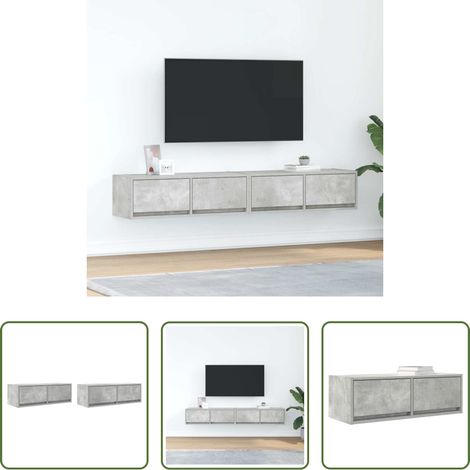TV-Wandregal - TV-Schränke 2 Stk. Betongrau 80x31x25,5 cm Holzwerkstoff (1/5)
