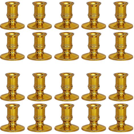 Set mit 10 Paaren romantischer goldener Kerzenständer für Esstisch und Wohnzimmer.