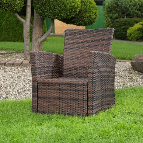 Garten Relaxsessel in Braun Polyrattan Gartenmöbel Balkon Stuhl Sitzmöbel (1/5)