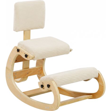 HOMCOM silla ergonómica de rodillas con respaldo, silla de rodillas, tapizado en pana, amplia almohadilla para rodillas, mejora la postura, crema (1/5)