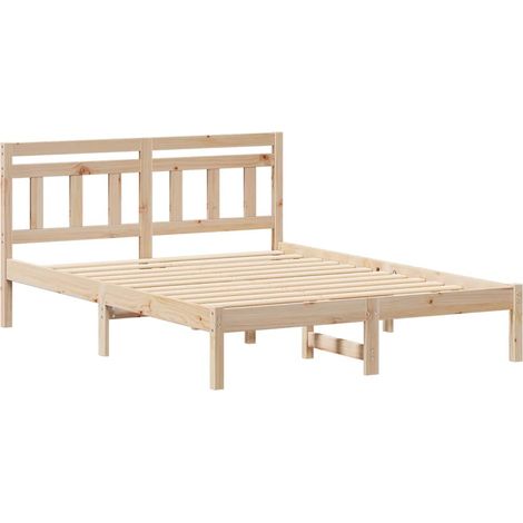 Lit adulte，Cadre de lit avec tête de lit Marron Bois de pin CFW5261472 (1/5)