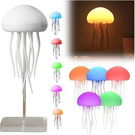 Lampada a forma di medusa (multicolore), luce notturna a forma di medusa, graziosa lampada da comodino a forma di medusa con gradiente RGB, lampada da comodino con sensore tattile, luce notturna (1/5)