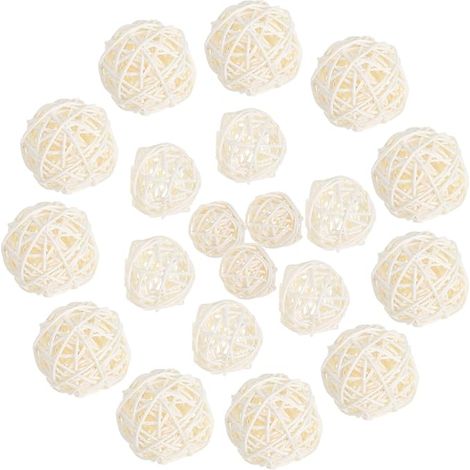 Boules rotin blanc 3,5 cm diamètre Décoration naturelle cheminée salon décoration d'intérieur (1/5)