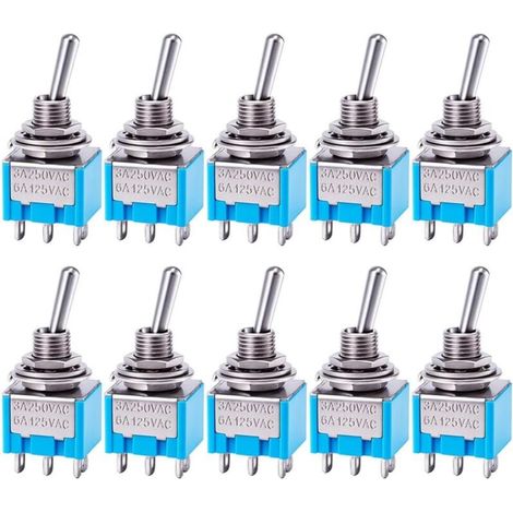 Interrupteur à Bascule - Lot de 10 - DPDT 6 Broches - 3 Positions - 6A 125V - Pour Tableau Électrique (1/5)