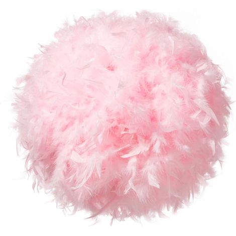 Federlampenschirm, geeignet für Deckenleuchten, flauschiger Lampenschirm, geeignet für Tisch- und Stehlampen, Durchmesser 30 cm, rosa, ideal für ein Schlafzimmer. (1/5)