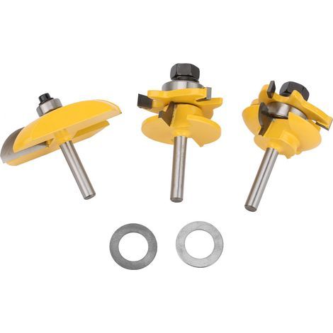 Set aus 3 1/4-Zoll-Nutfräsern für Türen und Rahmen, Hohlkehlenprofile und erhabene Paneele, ideal für die Holzbearbeitung. (1/5)