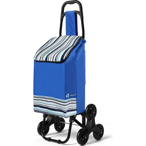 Vounot – Chariot de courses pliable 2 en 1 – Caddie et diable avec 6 roues renforcées – Capacité 32L – Charge jusqu'à 30 kg – Bleu