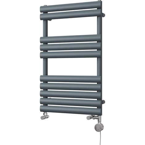 Omeara - Anthracite Dual Fuel Towel Rail H825mm x W500mm Thermostatic (1/3)