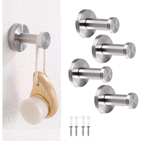 ZOLGINAH 4 Pcs Crochets en Acier Inoxydable, Crochet Pour Serviette de 50 mm, Crochet Pour Cintre, Patère en Acier Inoxydable 304, Convient Pour Une Installation Dans la Cuisine, la Salle de Bain et l (1/5)
