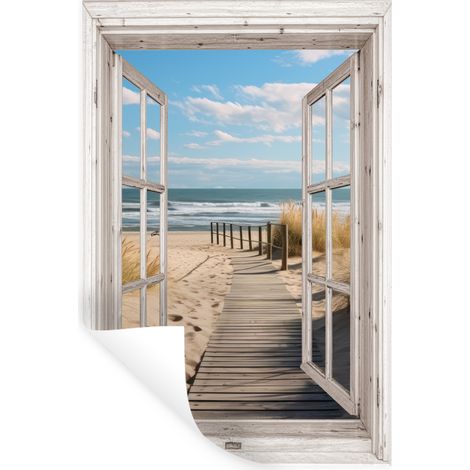 STICKER MURAL Fenêtre - Mer - Côte - Nature - vue - Plage - Mer des Wadden 80x120 cm (1/5)