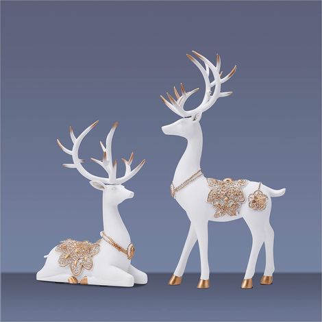 Cerf doré statue décorative en résine pour salon et bureau centre de table pour Noël et toute l année (1/5)