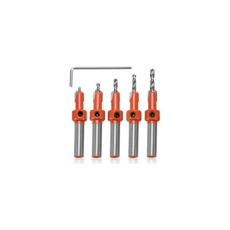 Lot de 5 Pièces 8mm Foret Chanfrein à Bois Chanfrein Compteur, Forets Fraisés à Chanfreiner pour le Travail du Bois, avec Clé Hexagonale et Vis (1/5)