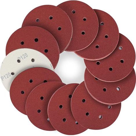 Disque a Poncer 150mm, Disque Abrasif 6 trous 50pcs Disques de ponçage 6 inch Grain 120 Disques abrasifs auto-agrippants pour Poncer/Polir/Dérouiller (1/5)