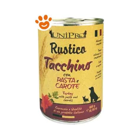 Unipro Dog Rustico Tacchino con Pasta e Carote - Lattina 400 Gr -