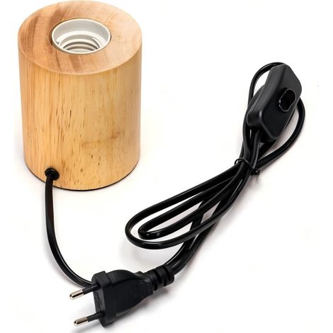 Pied de Lampe en Bois Cilindrique – Douille E27, Design Minimaliste, Sans Ampoule, pour Décoration Intérieure Moderne et Naturelle (1/2)