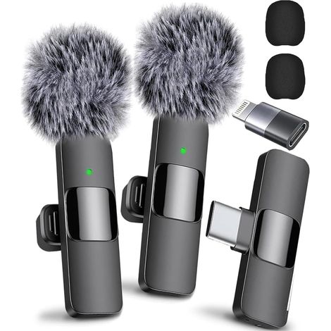 Microfoni wireless per iPhone iPad, Mini Typc-C Microfoni Lavalier wireless per iPhone/iOS/Android/PC/Laptop, Registrazione video/Streaming live/Interviste/TikTok/YouTube