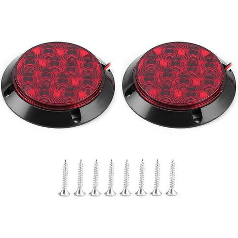 2 feux arrière ronds étanches de 10 cm (4 pouces) 12 V à 12 LED pour bateau, camion et quad (1/5)