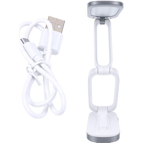 Lampada da scrivania a LED ricaricabile, pieghevole, portatile e senza fili, ideale per leggere in ufficio, a casa o in viaggio (bianca) (1/5)