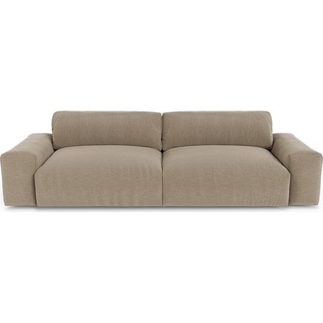 Canapé 4 places en tissu tramé toucher doux taupe BLISS (1/5)