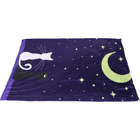 Tapis doux et chaud bleu pour chien, motif chat, couverture climatisée pour chiot (150 x 80 cm) (1/5)