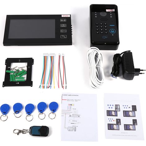 Visiophone tactile LCD RFID de 7 pouces, sonnette d'interphone, système de mot de passe de sécurité domestique (1/5)
