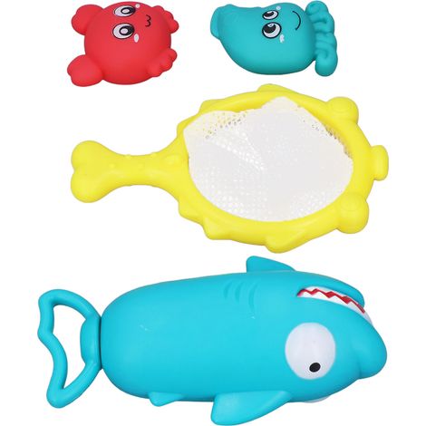 Jouets de bain pour enfants : animaux à presser, jet d'eau, filet de pêche flottant, ensemble de jeux de bain (1/5)