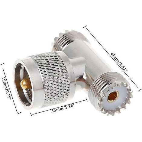 Adaptateur coaxial triple RF à 3 voies : connecteur mâle UHF PL259 en forme de T vers 2 femelles UHF SO239 (1/5)