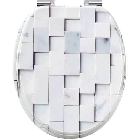 WOLTU Forma di O Sedile copri wc universale frizionato fantasia chiusura rallentata, Mosaico