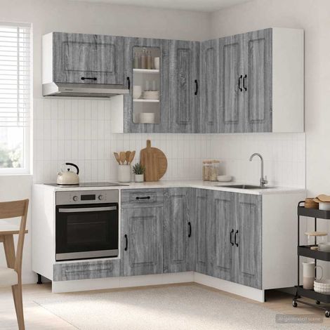 vidaXL Unité de cuisine KALMAR 8 pcs Sonoma gris Bois d'ingénierie (1/5)