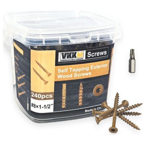 Fawn Brown Patio Screws with Groove, 240PCS 81-1/2 - Exterior Wood Assembly, Terrace/Garden Shed, Easy to Screw, Ideal for DIY (1/5)