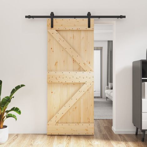 Puerta corredera con herrajes madera maciza de pino 85x210 cm vidaXL (1/5)