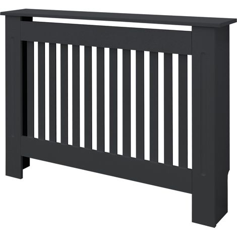 ECD Germany Heizkörperverkleidung Landhausstil 112x19x82cm Anthrazit aus MDF lackiert für Schlafzimmer Wohnzimmer Heizungsverkleidung Heizkörperabdeckung Heizungsabdeckung Heizung Heizkörper Abdeckung (1/5)
