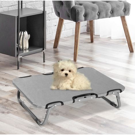 Hundeliege Outdoor, faltbares Hundebett 59 x 46 x 15 cm, grau, Stahlrohrrahmen, 600D Oxford OKMYHOME (1/5)