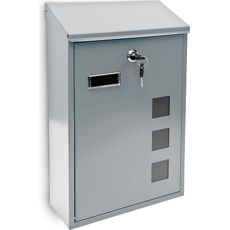 Design Briefkasten aus Metall 25x40 cm Silber