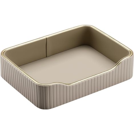 Ledertablett, Parfüm-, Schmuck- und Schlüsselablage, kleines Dekotablett, Geschikt für Badezimmer, Nachttisch, Couchtisch, Schlüsselschale für Flur (beige) (1/5)
