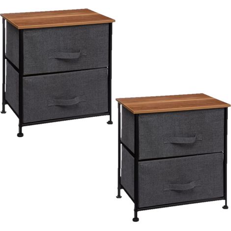 Lot de 2 tables de chevet 2 tiroirs TISSA (1/4)