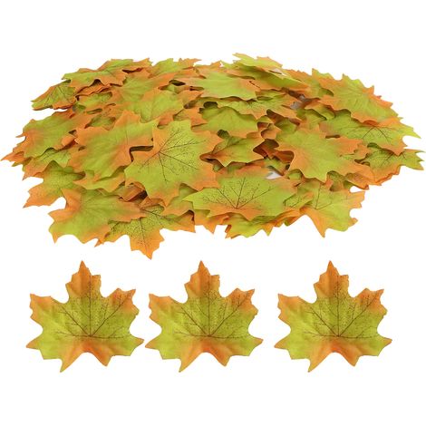 100Pcs/Bag Artificial Maple Leaves for Thanksgiving Autumn Leaf Wedding Party Table DecorGreen (1/5)