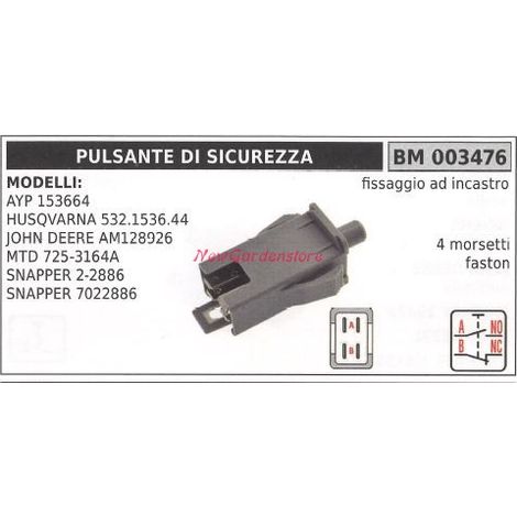 Botón de seguridad modelos HUSQVARNA 532.1536.44 AYP 153664 003476