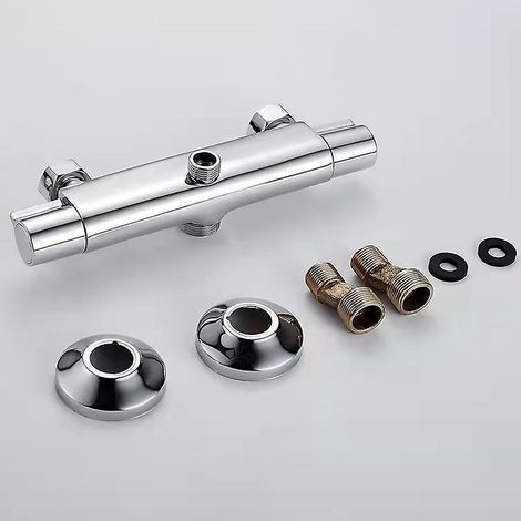 mitigeur Douche Thermostatique 2 Sorties, Mitigeur Thermostatique Pour Douche Et Colonne Chrom, Robinet De Douche En Laiton Anti-brlure (1/5)