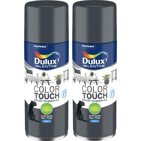 Lot de 2 - Peinture aérosol Color Touch Multi-Supports - Mat Anthracite 400 ml - Dulux Valentine