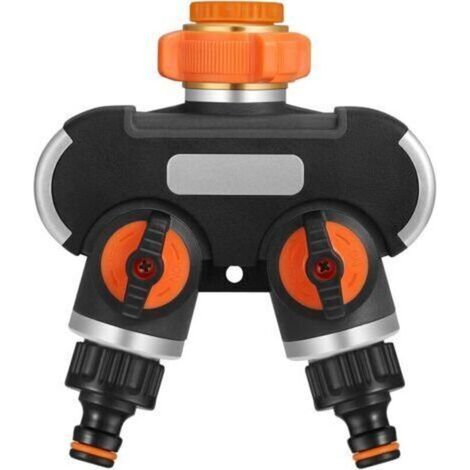 Autres accessoires de robinetterie Distributeur Arrosage 2 Voies, Séparateur de Tuyau D'arrosage, Raccord Tuyau D'arrosage, Débit D'eau Réglable, Idéal pour Robinet Extérieur (1/4)